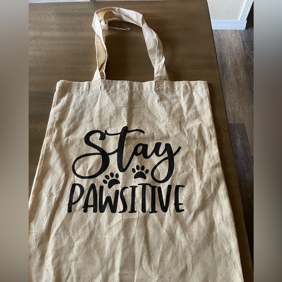 New Stay pawsitive canvas tote bag brand new 14x16 dog bag - Picture 1 of 1